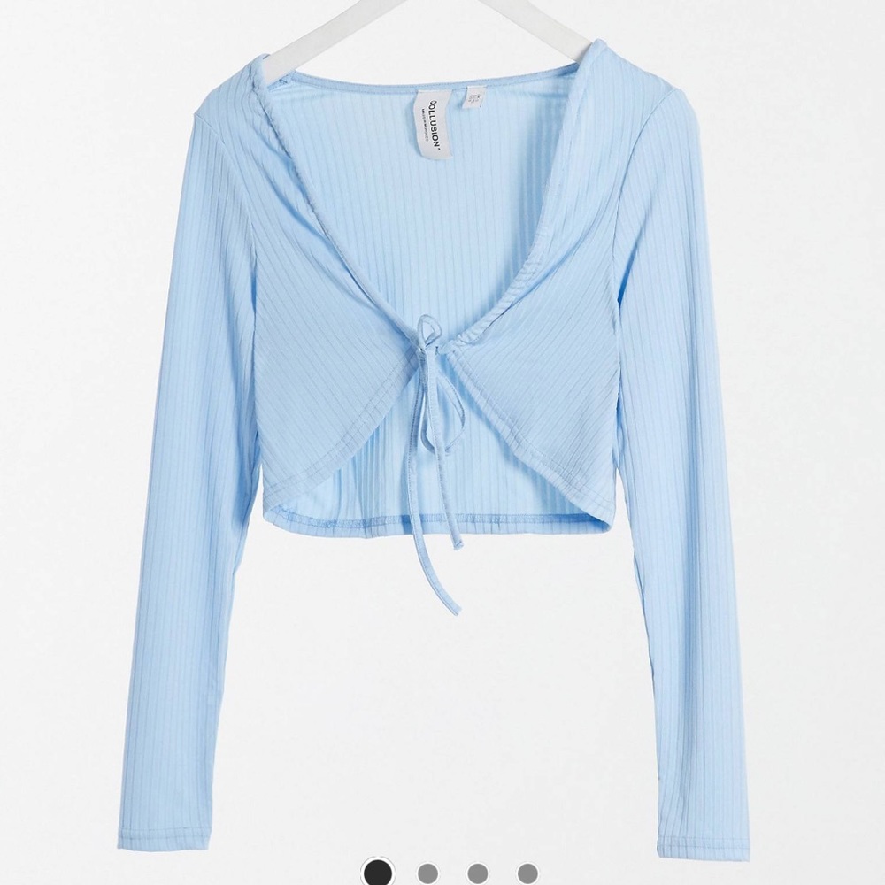 ASOS Collusion Baby Blue Crop Wrap top